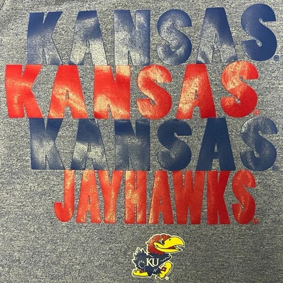 University Of Kansas Tank Top Racerback Blue Pink Graphic Mascot Sports College - Picture 4 of 5
